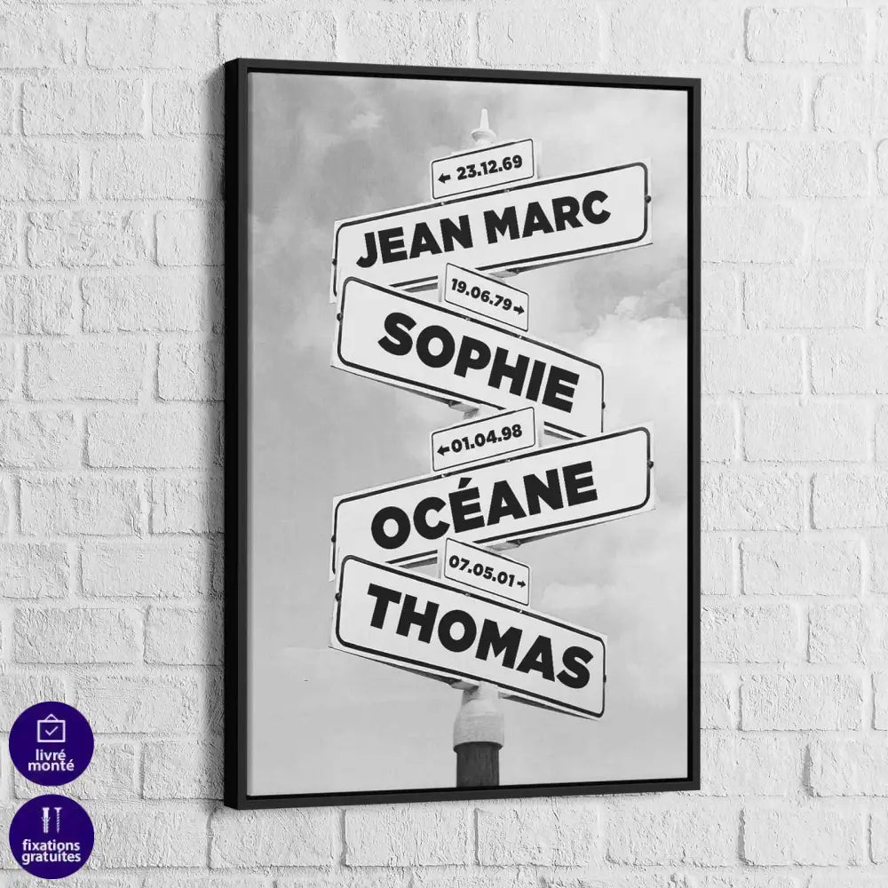 Tableau Personnalisé Prénoms Intersection - Montableaudeco