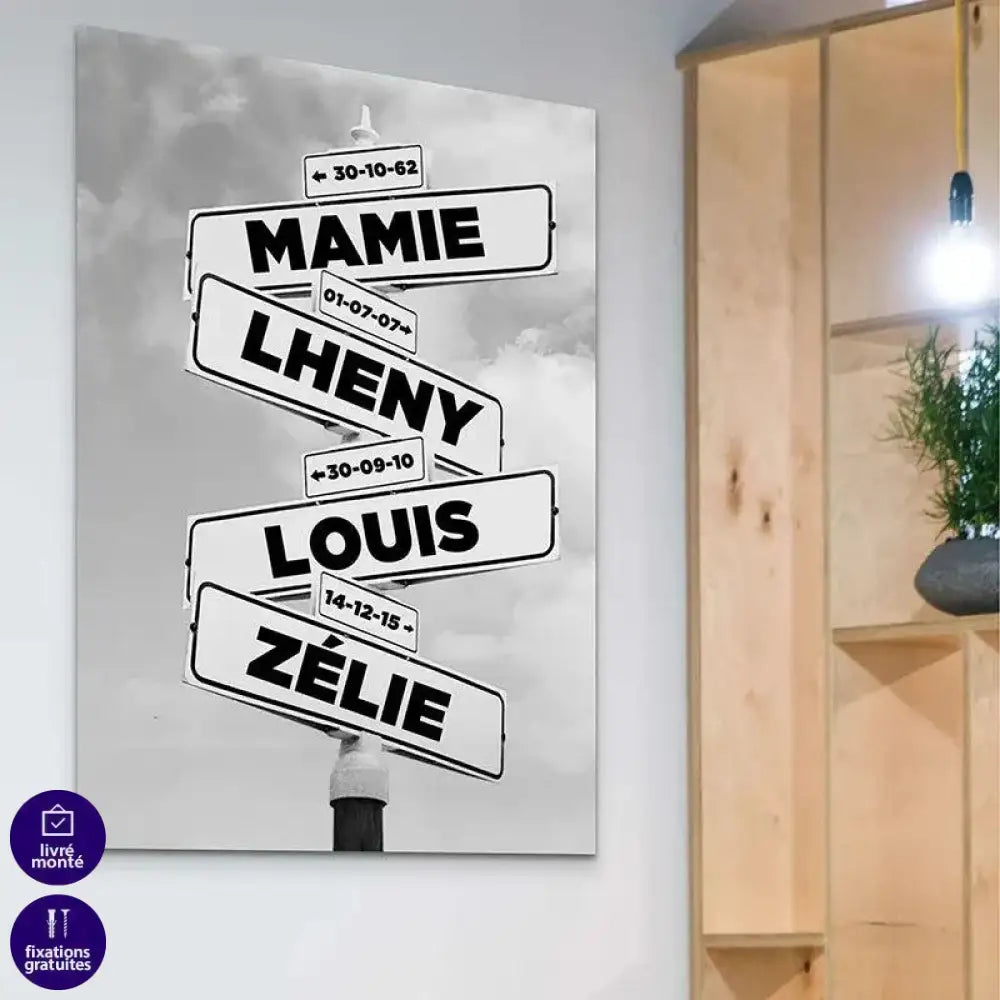 Tableau Personnalisé Prénoms Intersection - Montableaudeco
