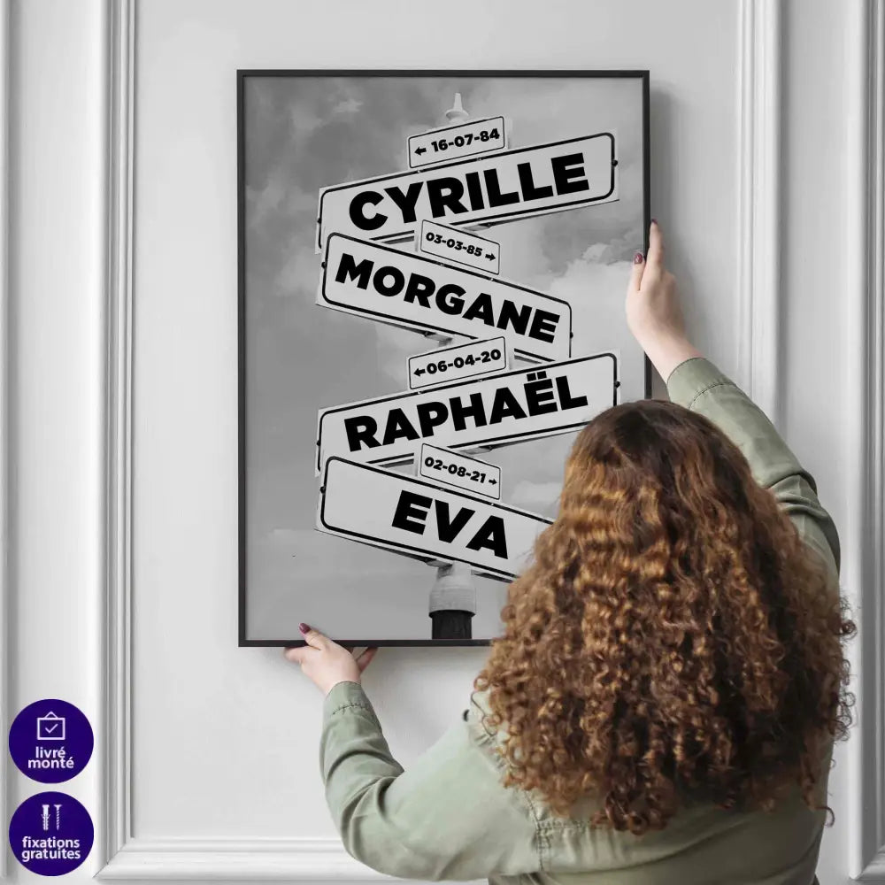 Tableau Personnalisé Prénoms Intersection - Montableaudeco