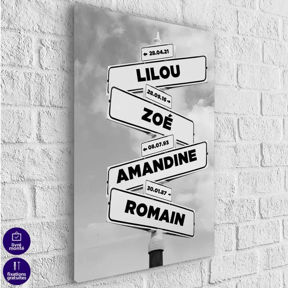 Tableau Personnalisé Prénoms Intersection - Montableaudeco