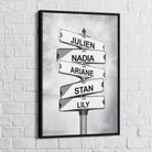 Tableau Personnalisé Prénoms Intersection Vintage - Montableaudeco