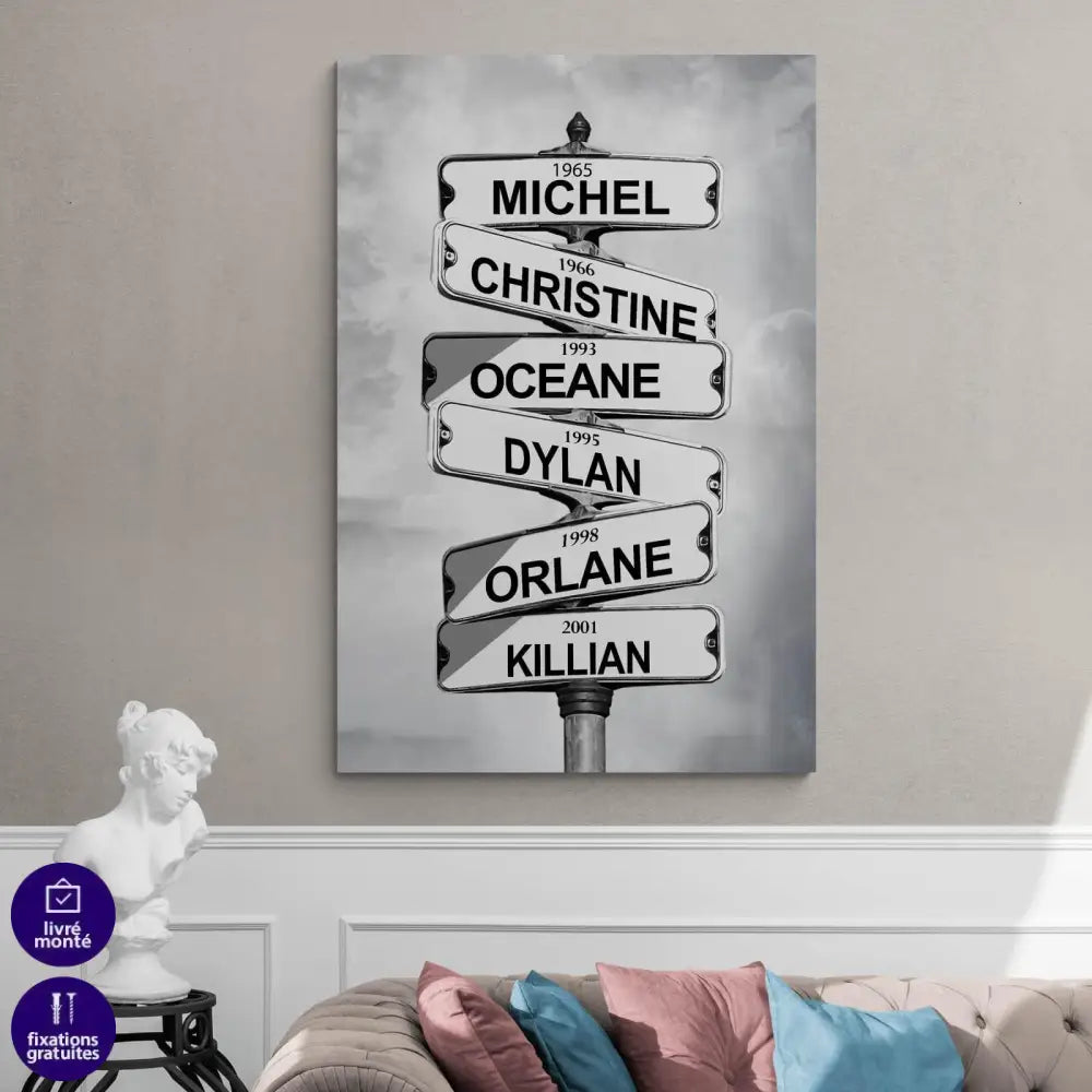Tableau Personnalisé Prénoms Intersection Vintage - Montableaudeco