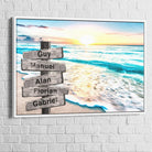 Tableau Personnalisé Prénoms La Mer 40x60cm / Couleur / Cadre Blanc Toile Imprimée