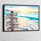 Tableau Personnalisé Prénoms La Mer 40x60cm / Couleur / Cadre Noir Toile Imprimée