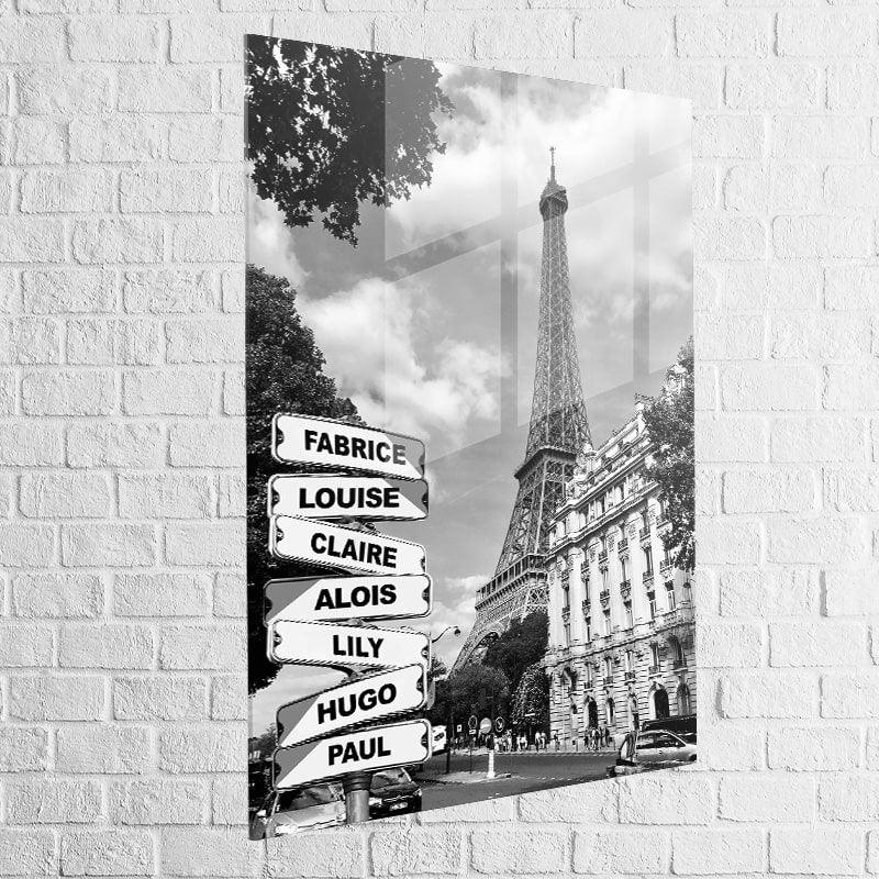 Tableau Personnalisé Prénoms Paris Noir et Blanc - Montableaudeco