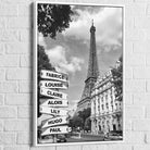 Tableau Personnalisé Prénoms Paris Noir et Blanc - Montableaudeco