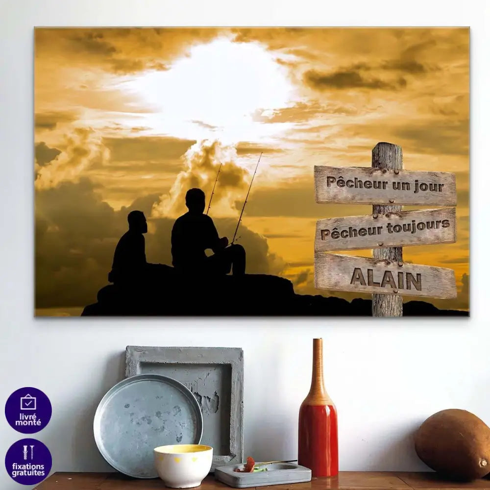 Tableau Personnalisé Prénoms Pêche - Montableaudeco