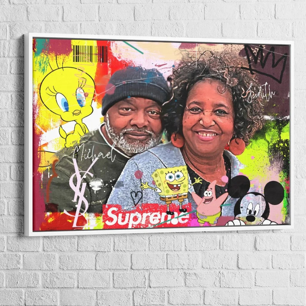 Tableau Personnalisé Street Art Pop 40x60cm / Cadre blanc Toile Imprimée