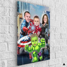 Tableau Personnalisé Super Héros Marvel Famille 4 personnages - Montableaudeco