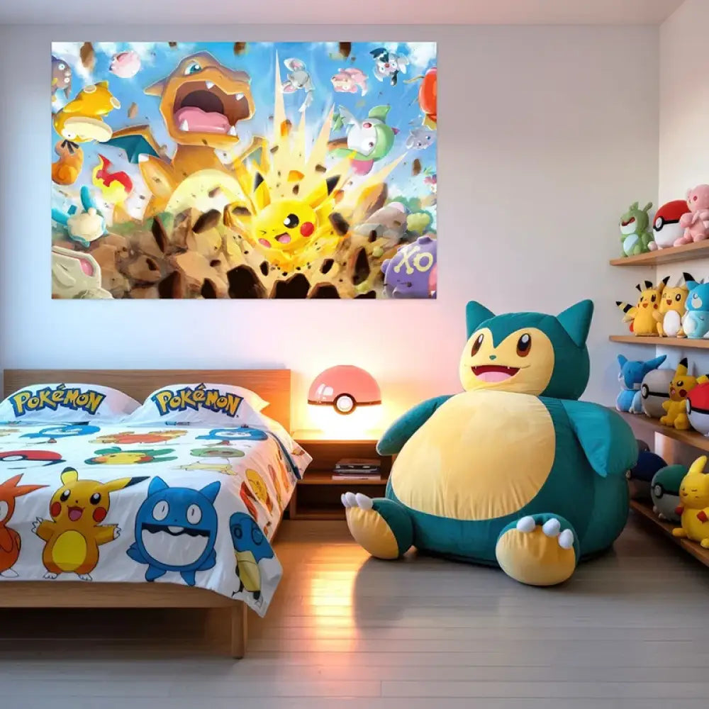 tableau pokémon combat légendaire pikachu et dracaufeu