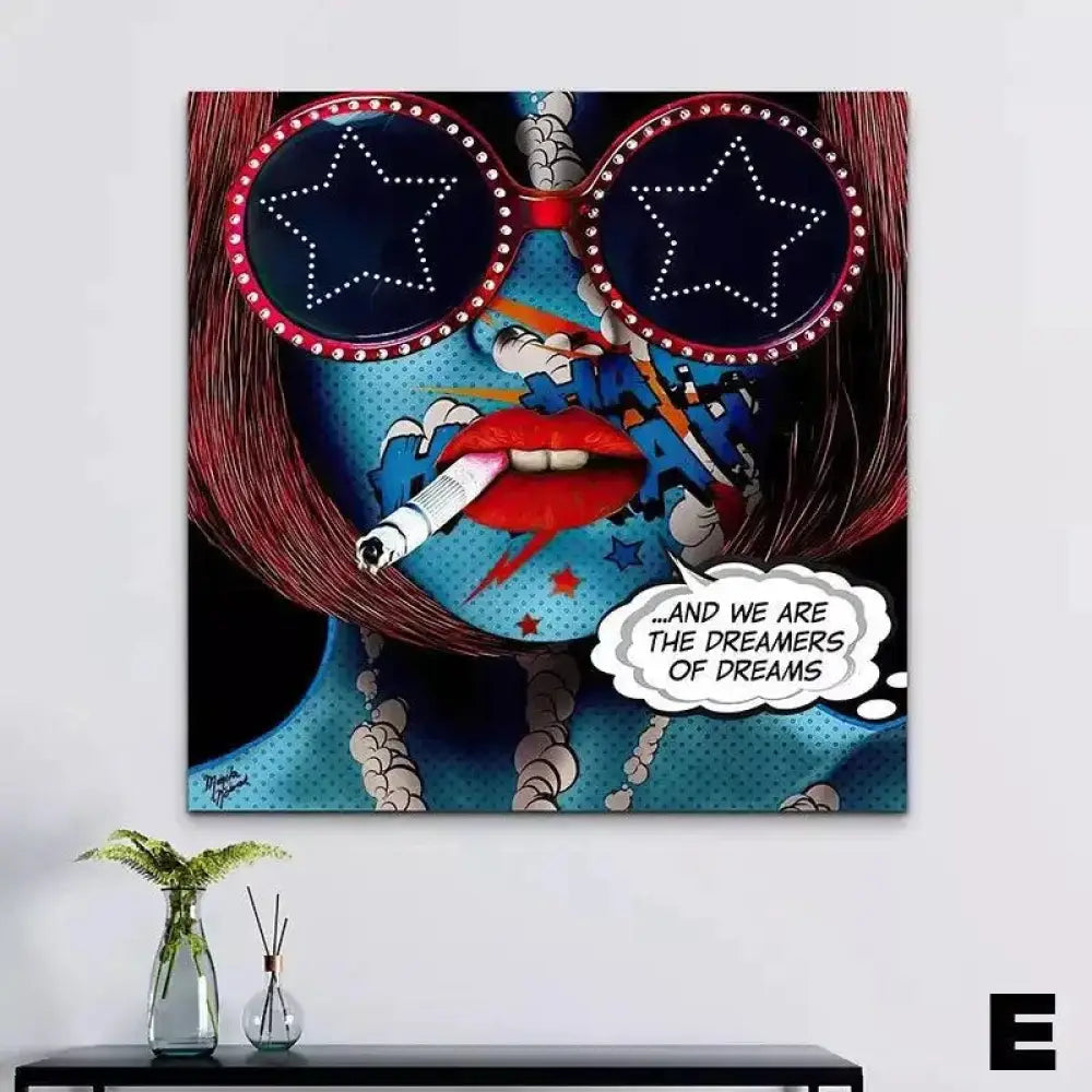 Tableau Pop Art Collection de Femmes Tatouées Flashy et Colorées - Montableaudeco