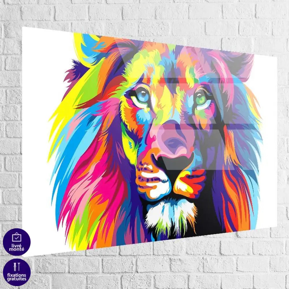 Tableau Pop Art Lion Coloré - Montableaudeco