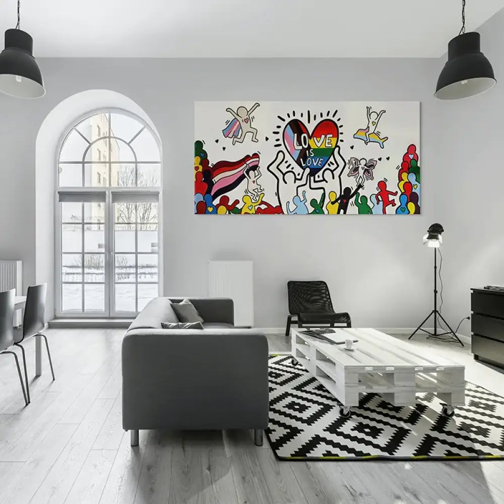 Tableau mural Love Is Love silhouettes colorées déco moderne