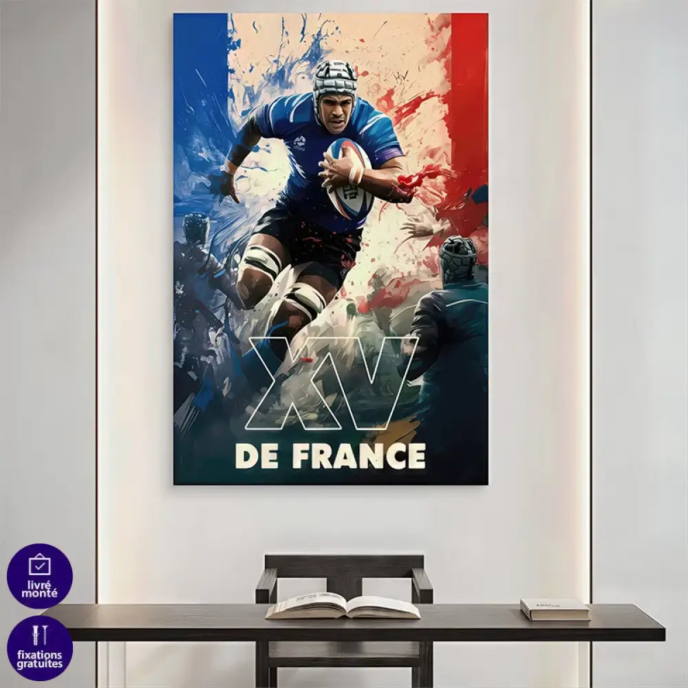 Décoration murale sportive joueur du XV de France avec ballon