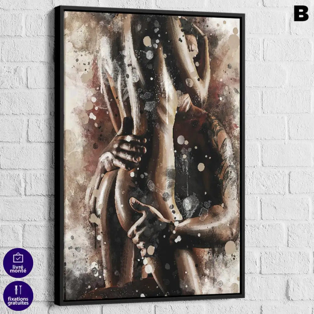 art abstrait sensuel silhouettes cadre noir