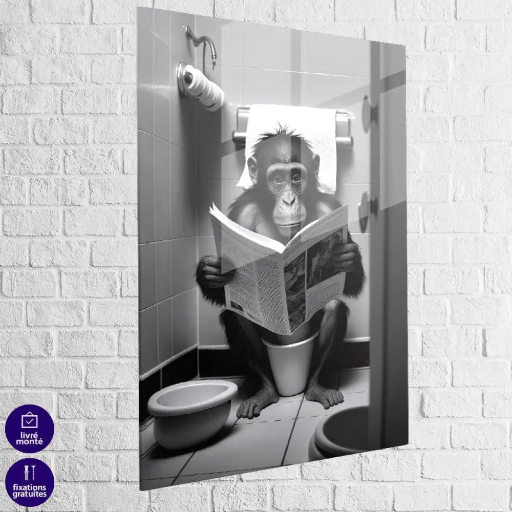 Tableau Singe aux Toilettes 40x60cm / Plexiglas Tableau Singe