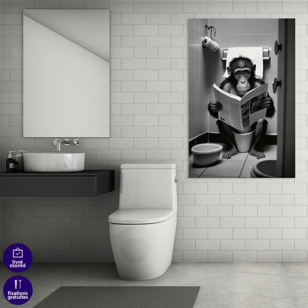 Tableau Singe aux Toilettes Tableau Singe