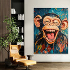 Tableau contemporain singe multicolore effet peinture


