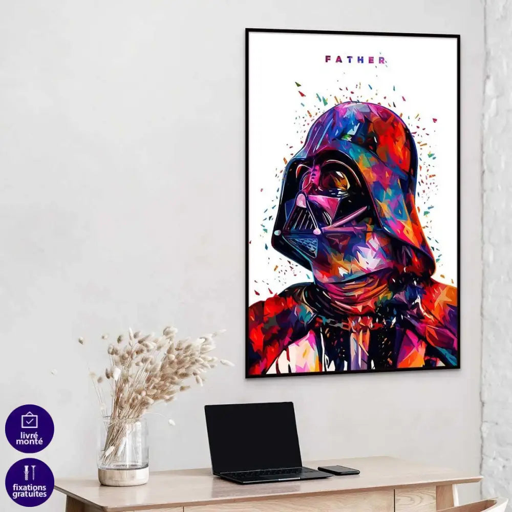 Tableau Star Wars Dark Vador Father Blanc - Montableaudeco