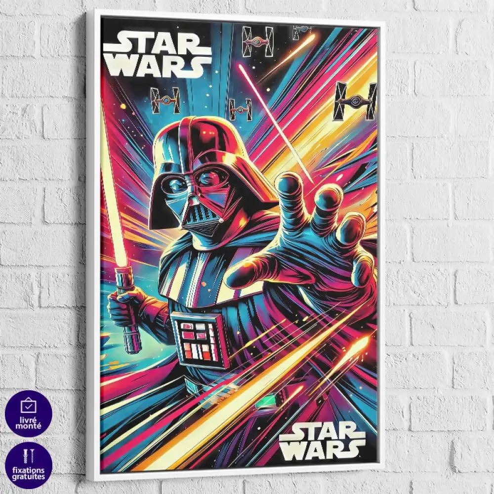 Tableau star wars Dark Vador Original 80 – version cadre blanc