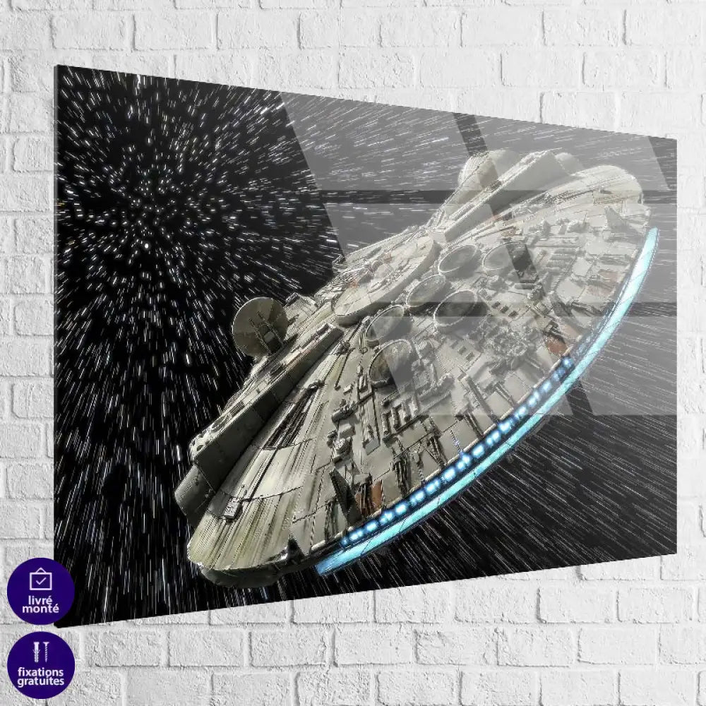 Tableau plexiglas Star Wars – Faucon Millénium rendu lumineux