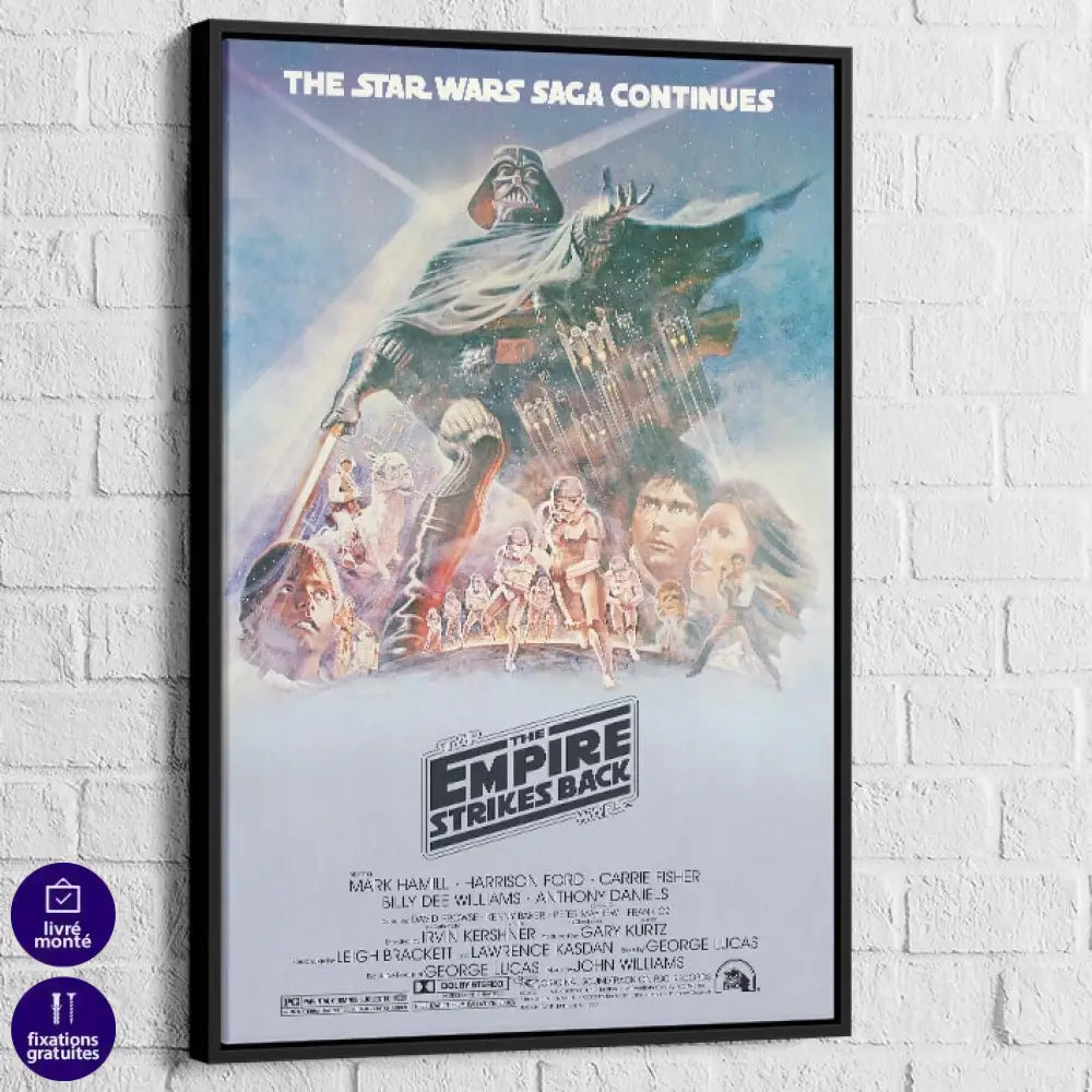 Tableau Star Wars Original L’Empire Contre Attaque 40x60cm / Cadre noir Tableau Star Wars