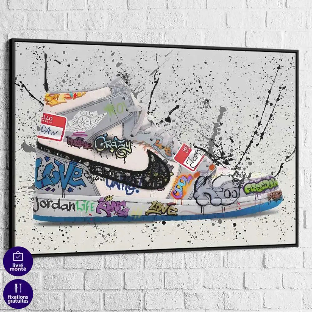 Tableau StrTableau Street Art | AIr Jordan Dior | Profitez des Promos -20% ceet Art Air Dior King - Montableaudeco