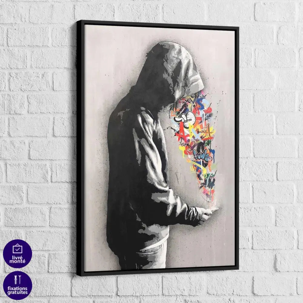 Tableau Street Art Banksy Le bouquet - Montableaudeco