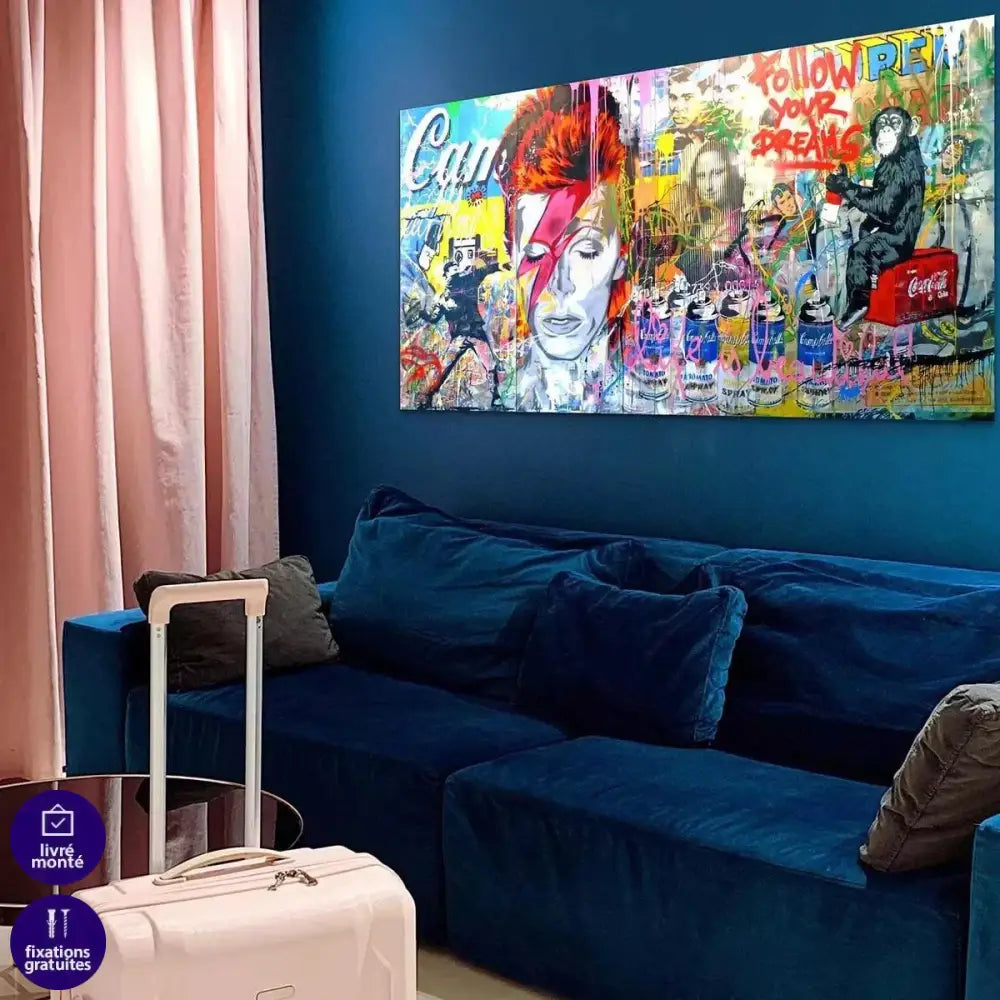 Tableau Street Art Bowie Wall - Montableaudeco