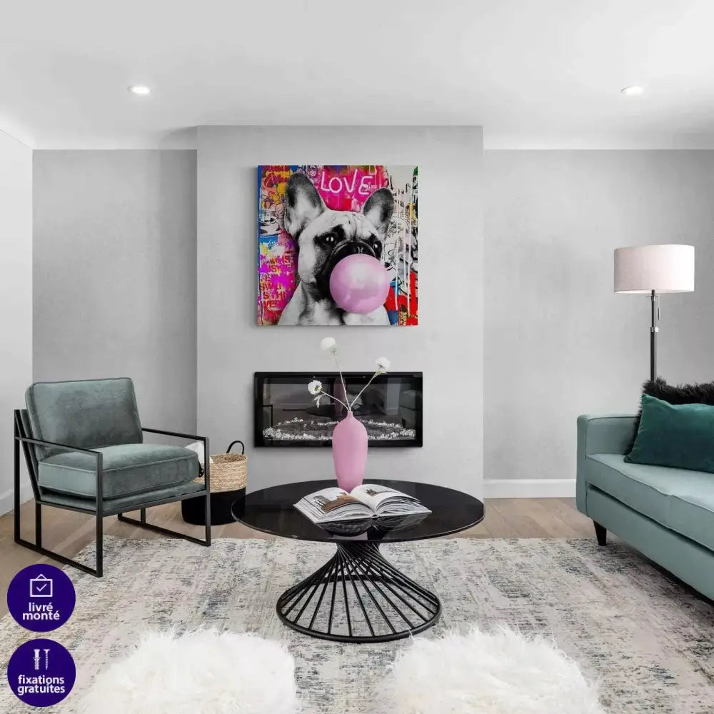 Tableau Street Art Bulldog Français - Montableaudeco