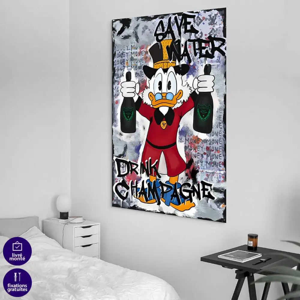 Tableau Street Art Canard et Champagne Tableau Street Art