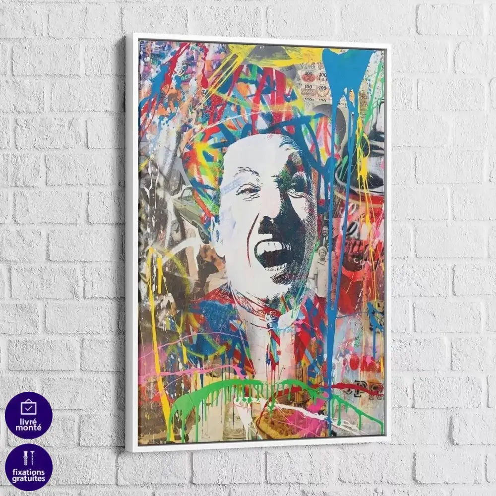 Tableau Street Art Charlie Chaplin Big Smile - Montableaudeco