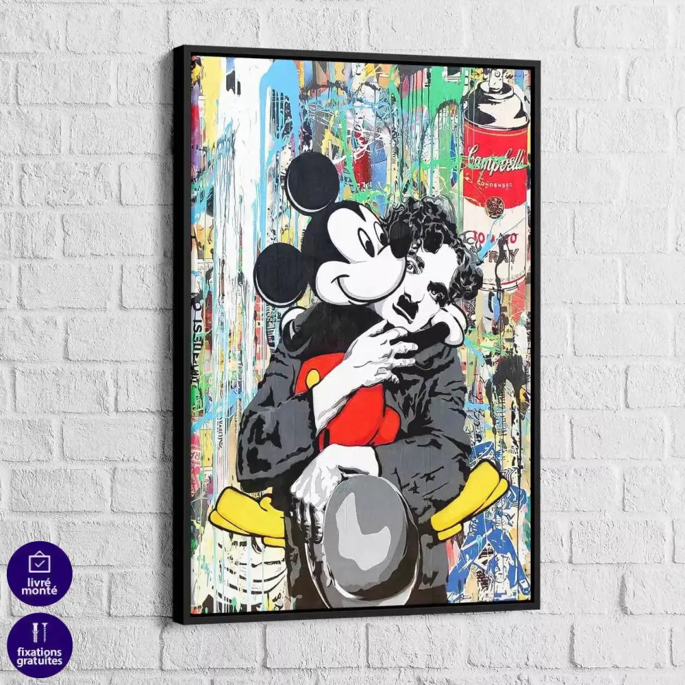 Tableau Street Art Charlie Chaplin et Mickey Mouse - Montableaudeco