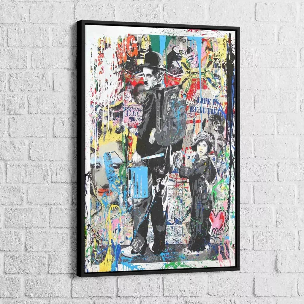 Tableau Street Art Charlie Chaplin Life is Beautiful - Montableaudeco
