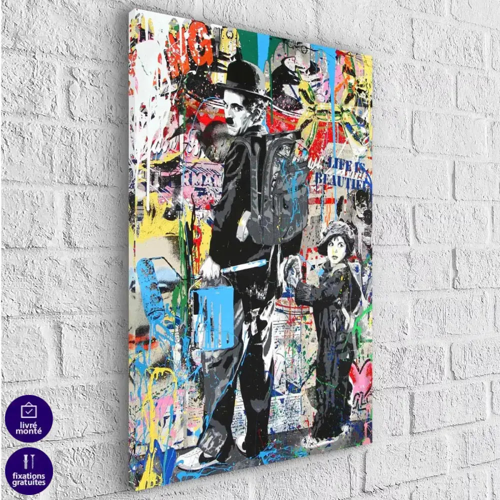 Tableau Street Art Charlie Chaplin Life is Beautiful - Montableaudeco