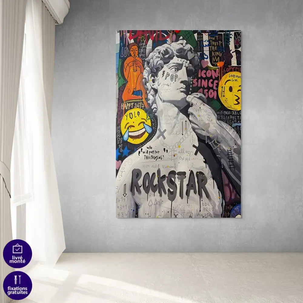 Tableau Street Art David Revisité 40x60cm / Toile tendue sur châssis Tableau Street art