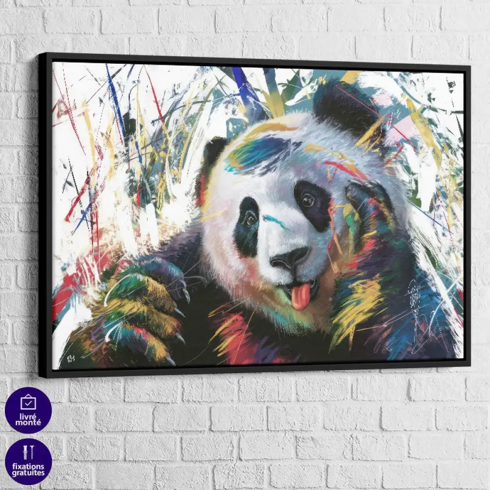 Tableau Street Art Jolie Panda 40x60cm / Cadre Noir Tableau Street Art