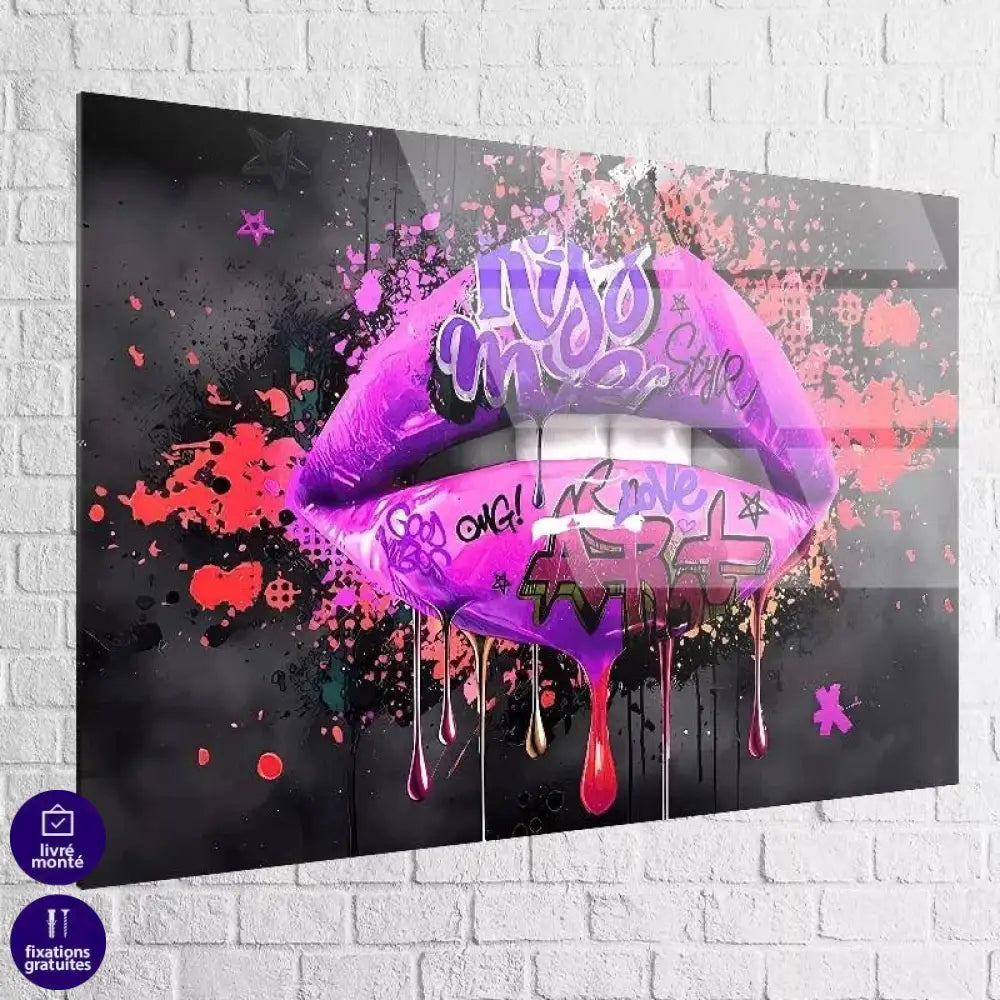 Tableau Street Art Kiss Lips - Montableaudeco