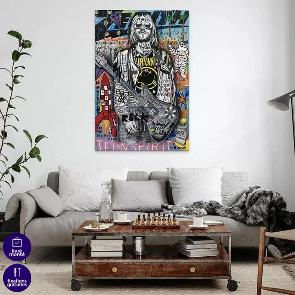 Tableau Street Art Kurt Cobain Teen Spirit - Montableaudeco