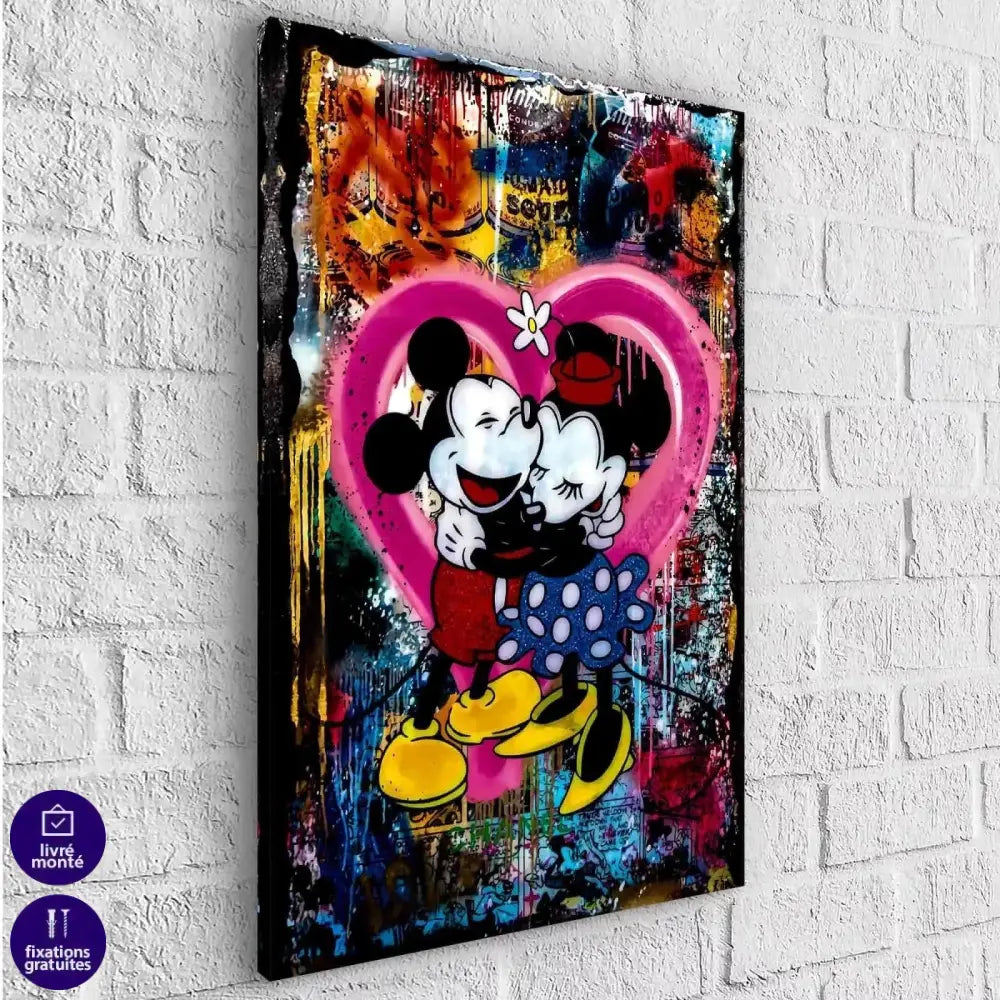 Tableau Street Art L'amour Mickey et Minnie - Montableaudeco