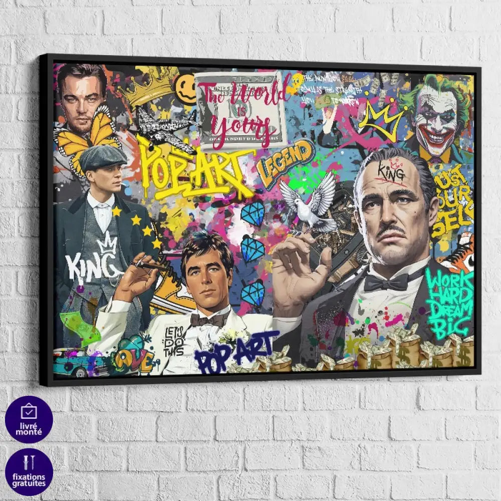 Gros plan texture toile, impression HD, détails graffiti et éclaboussures de peinture