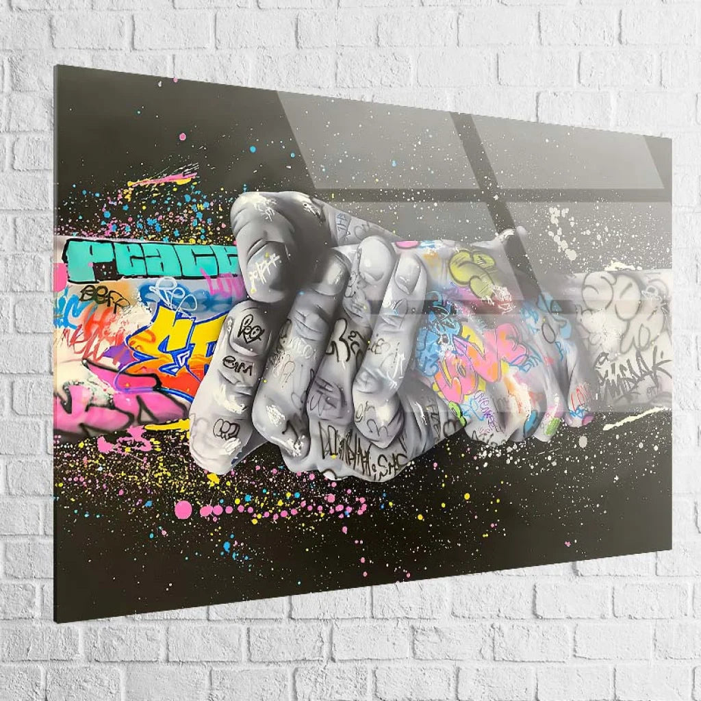 tableau design urbain poignée de main graffiti