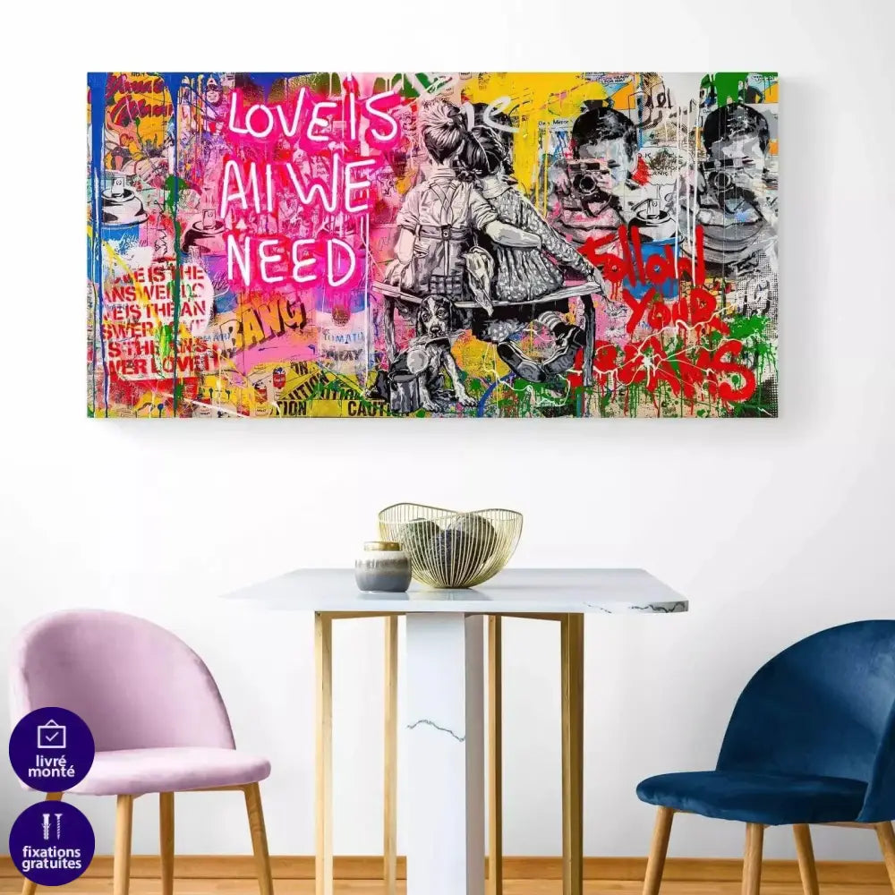 Tableau Street Art Love is all we Need - Montableaudeco