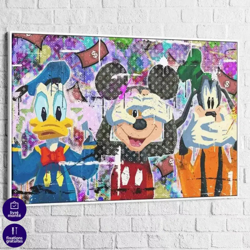 Tableau Street Art Mickey Donald Pluto - Montableaudeco