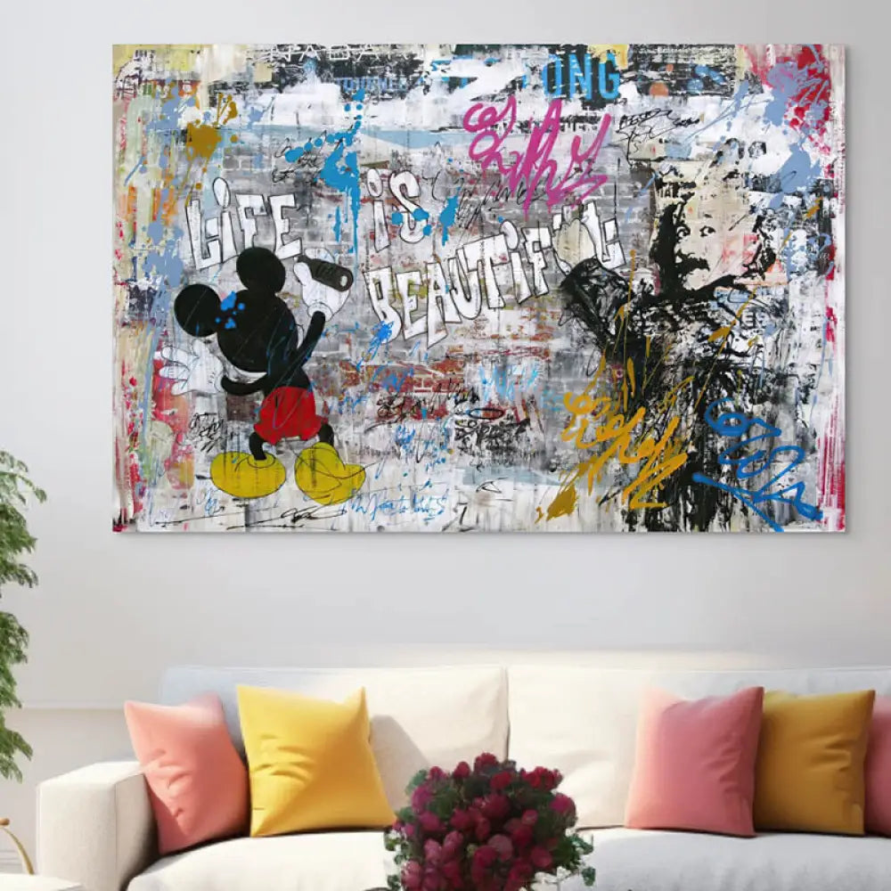 Tableau Street Art Mickey et le Graffiti Tableau Street Art