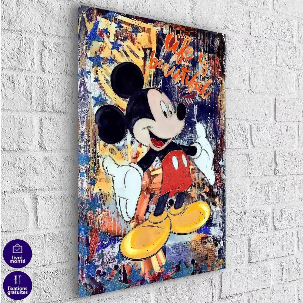 Tableau Street Art Mickey Life is Beautiful - Montableaudeco