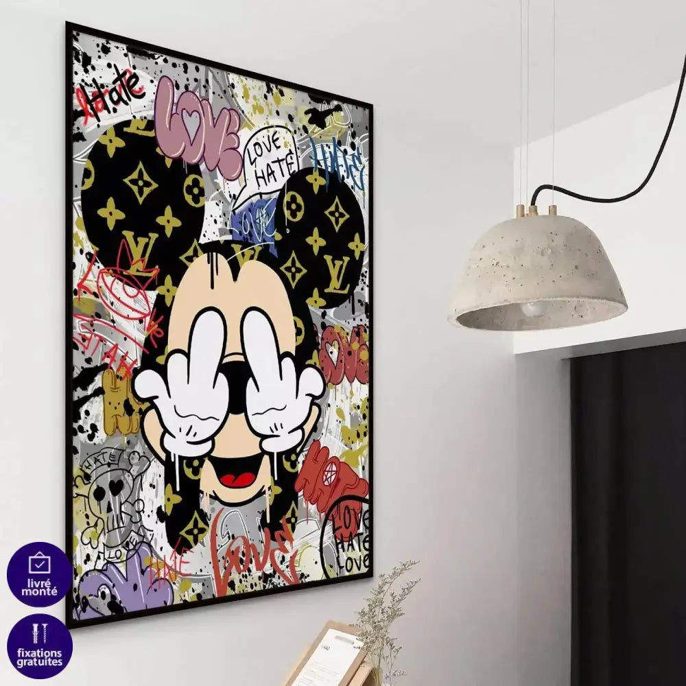 Tableau Street Art Mickey Love Hate - Montableaudeco