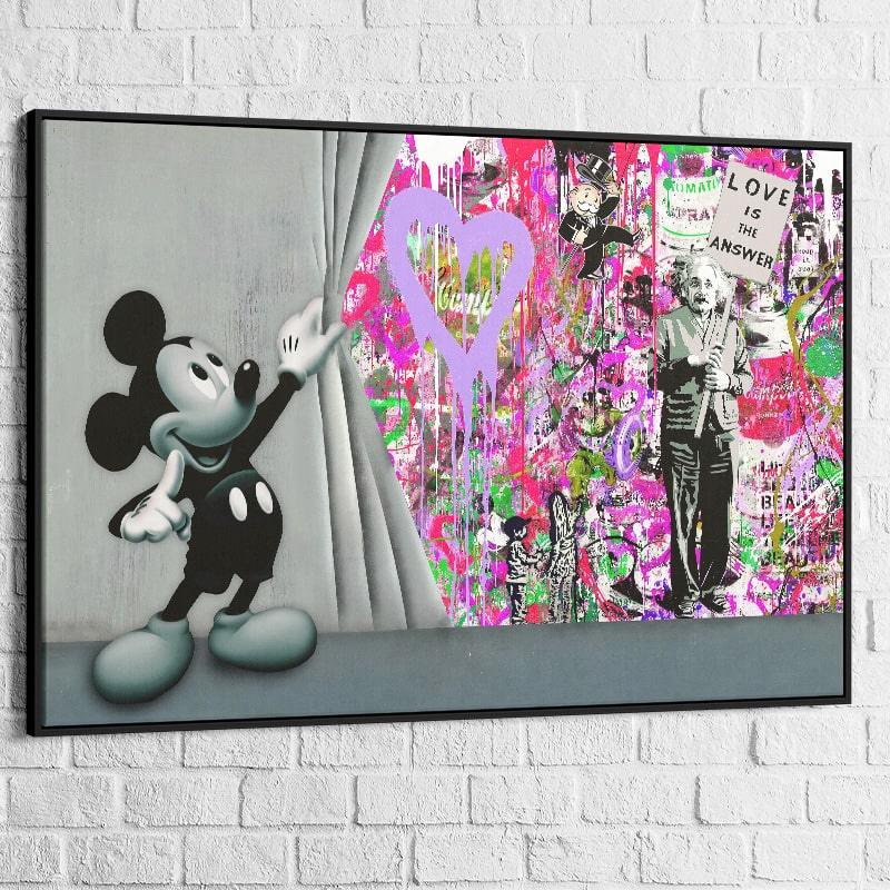 Tableau Street Art Mickey Love Is - Montableaudeco