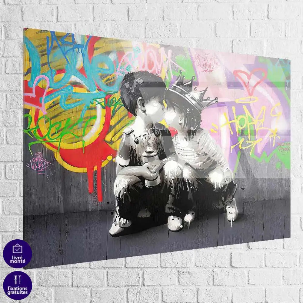 Tableau Street Art Mon Premier Amour - Montableaudeco