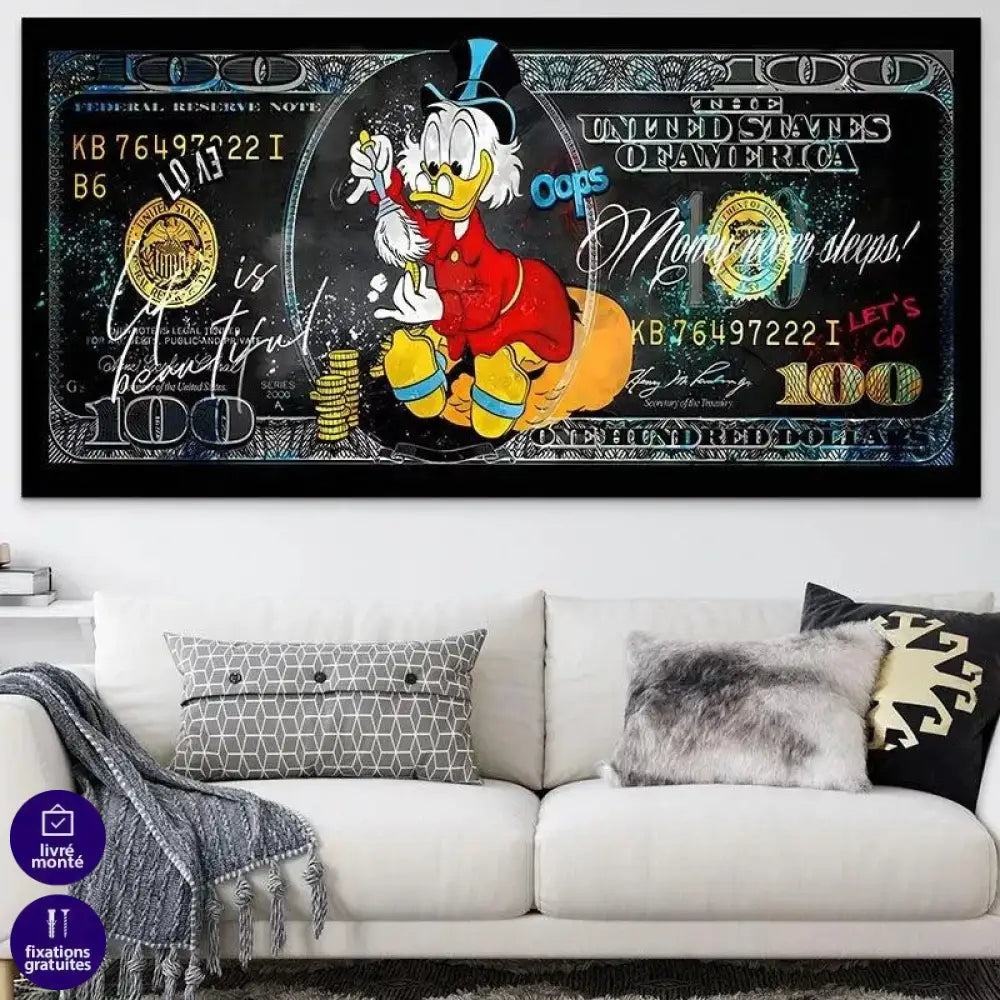 Tableau Street Art Picsou Dollars - Montableaudeco